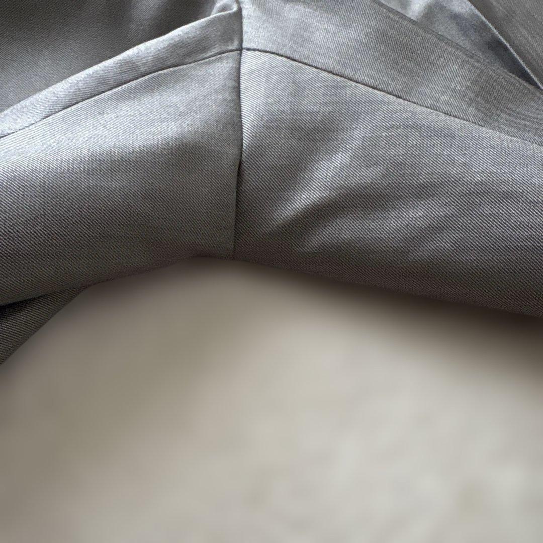 【シルク混】美品　ブラックバレットバイニールバレット　スーツL 灰　光沢　本切羽