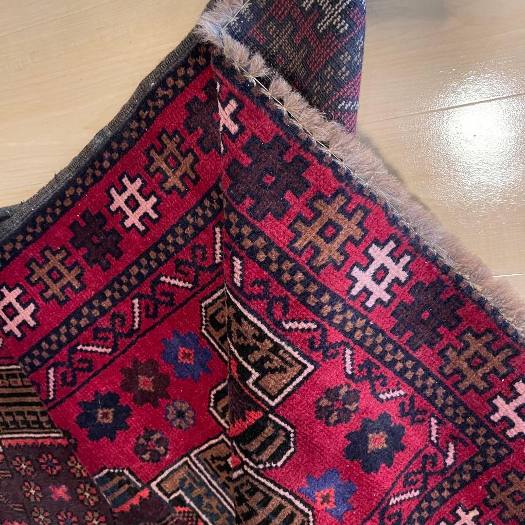 185×78 バルーチ族ラグ　ヴィンテージラグ、トライバルラグ、手織り絨毯