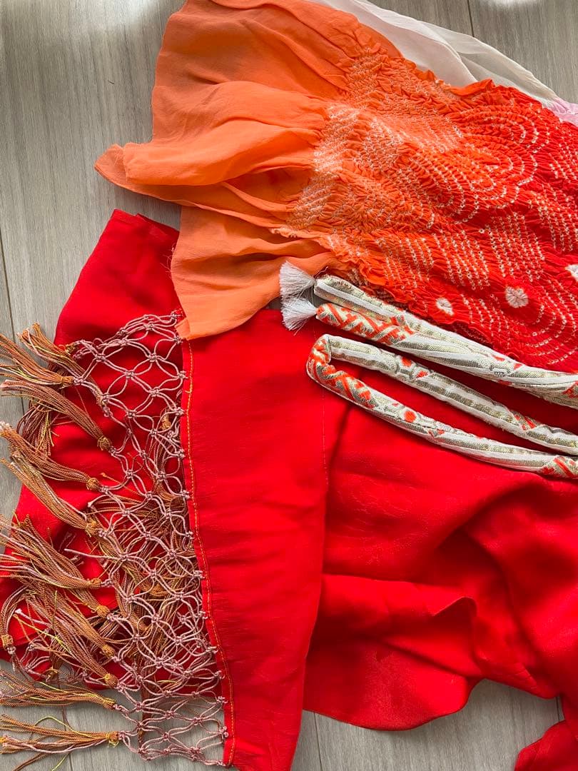 七五三　ビンテージ着物セット　3歳　作り帯+ 被布