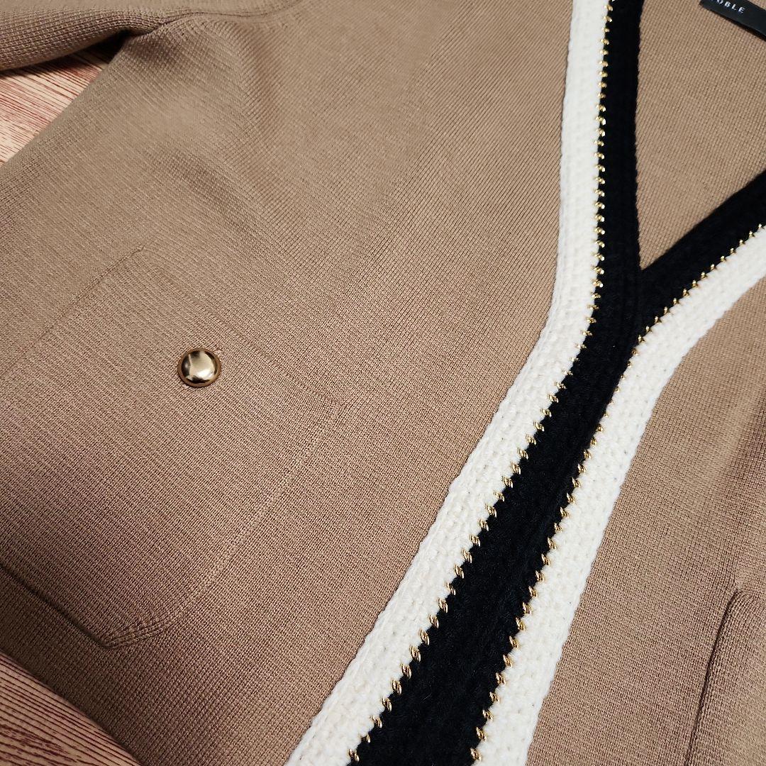 早い者勝ち！【美品】NOBLE 配色トリミングミラノリブショートジャケット