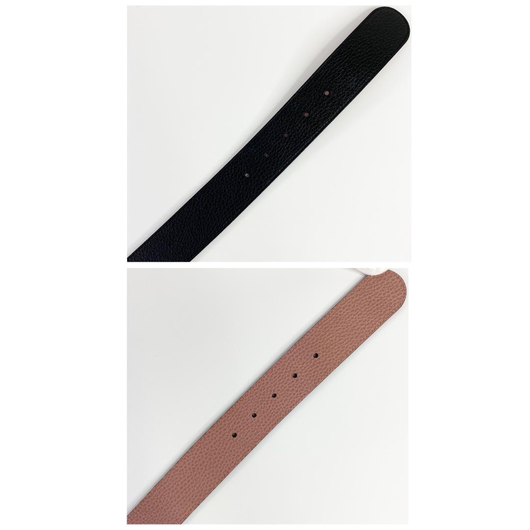 グッチ GGロゴバックル リバーシブル レザーベルト ブラック×ピンク 金