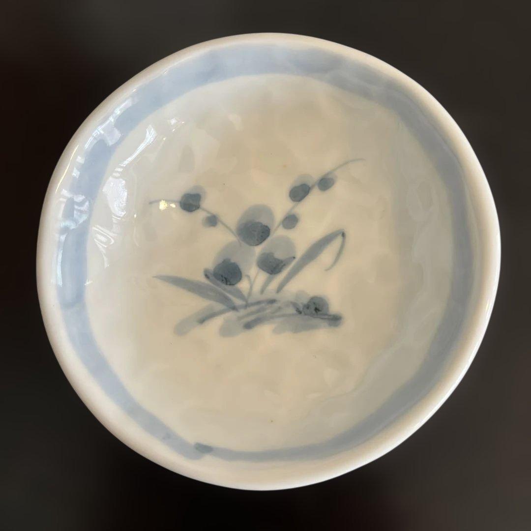 青木龍山　染付　小鉢　5枚セット　手捻り　共箱　送料無料