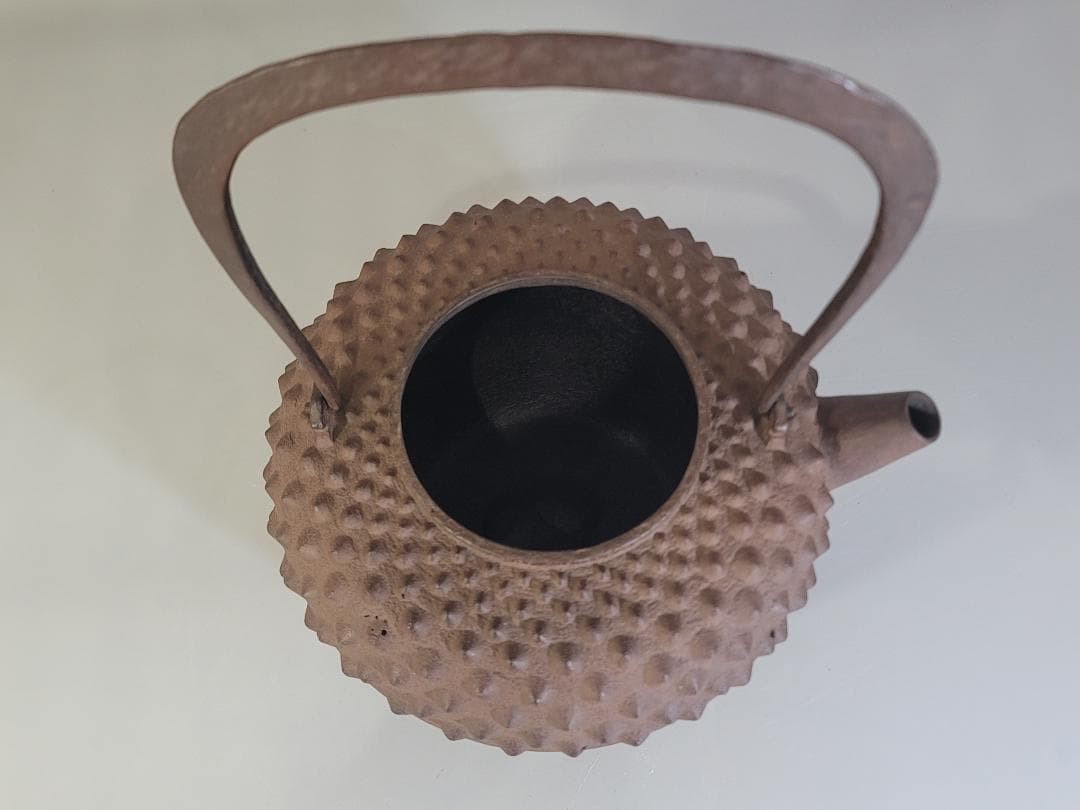 茶道具 鬼霰 手取釜 鉄砲口 鉄瓶 釜師 角谷莎村 共箱