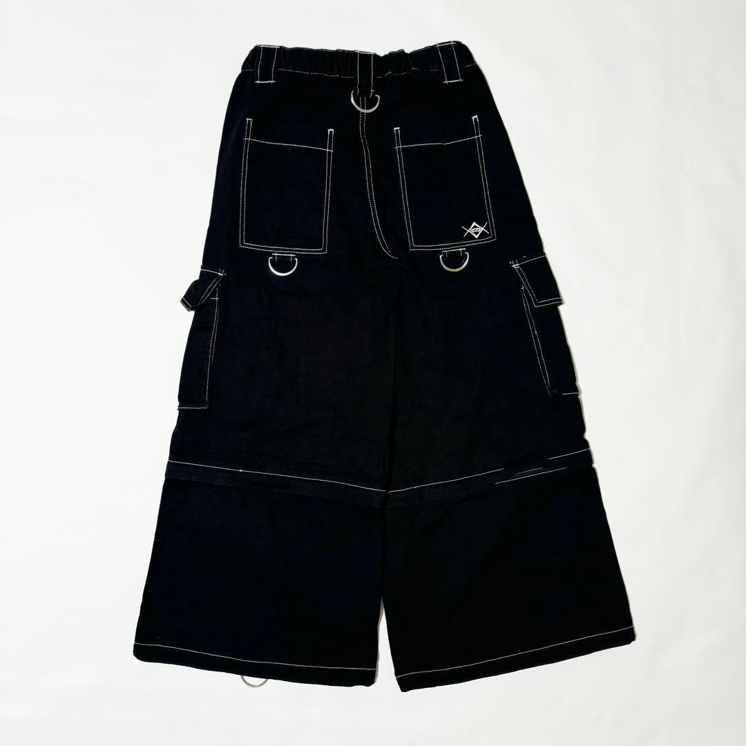 美品 REFLEM　レフレム　2WAYワイドカーゴパンツ　Dリング　ブラック