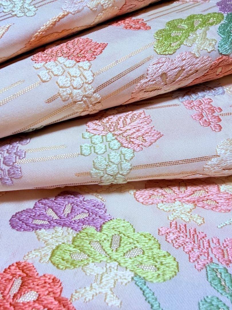 高級 袋帯 正絹 六通柄 総唐織 ホワイト 訪問着 色無地 約70万円