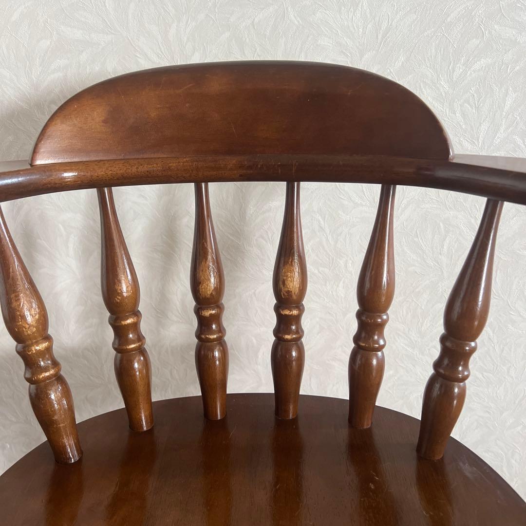 ウィンザーチェア 木製 回転チェア レトロ 回転式 ダイニングチェア ①