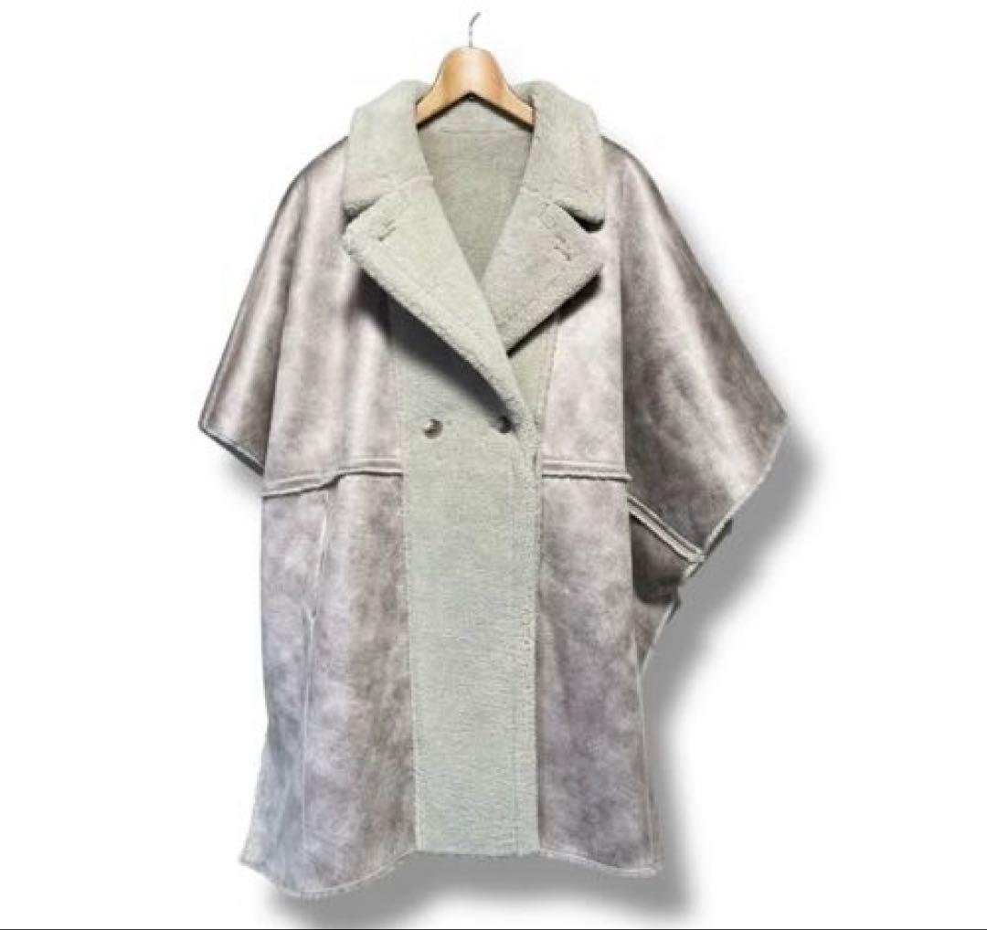 [お値下げ] AMERI アメリ リバーシブル ボア ポンチョ ケープコート