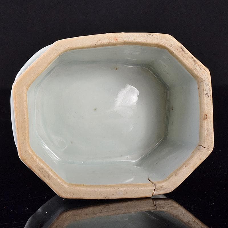 中国　青花　山水文　八角水孟　筆洗　V　R7988