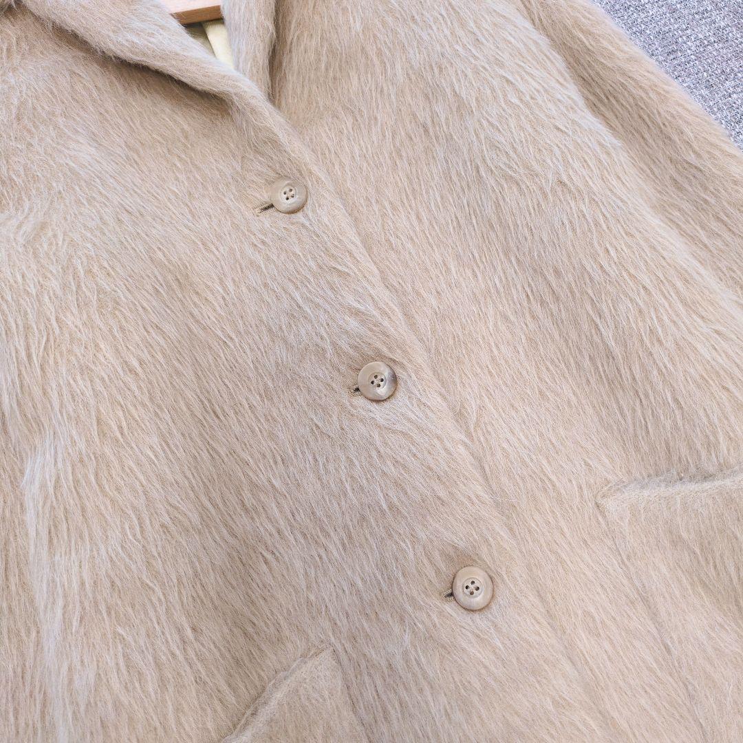 イタリア製　アルパカ100%　アルパカウールシャギーコート　L〜XL相当