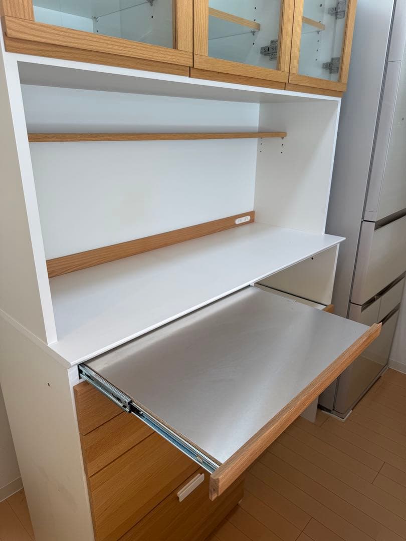 モモナチュラル　食器棚　CUPBOARD 120WH 01+02