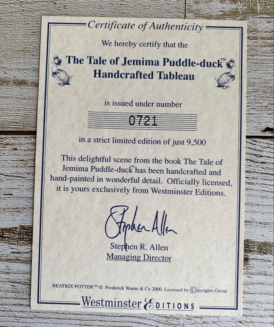 きつねとジマイマ タブロー ウェストミンスター ピーターラビット