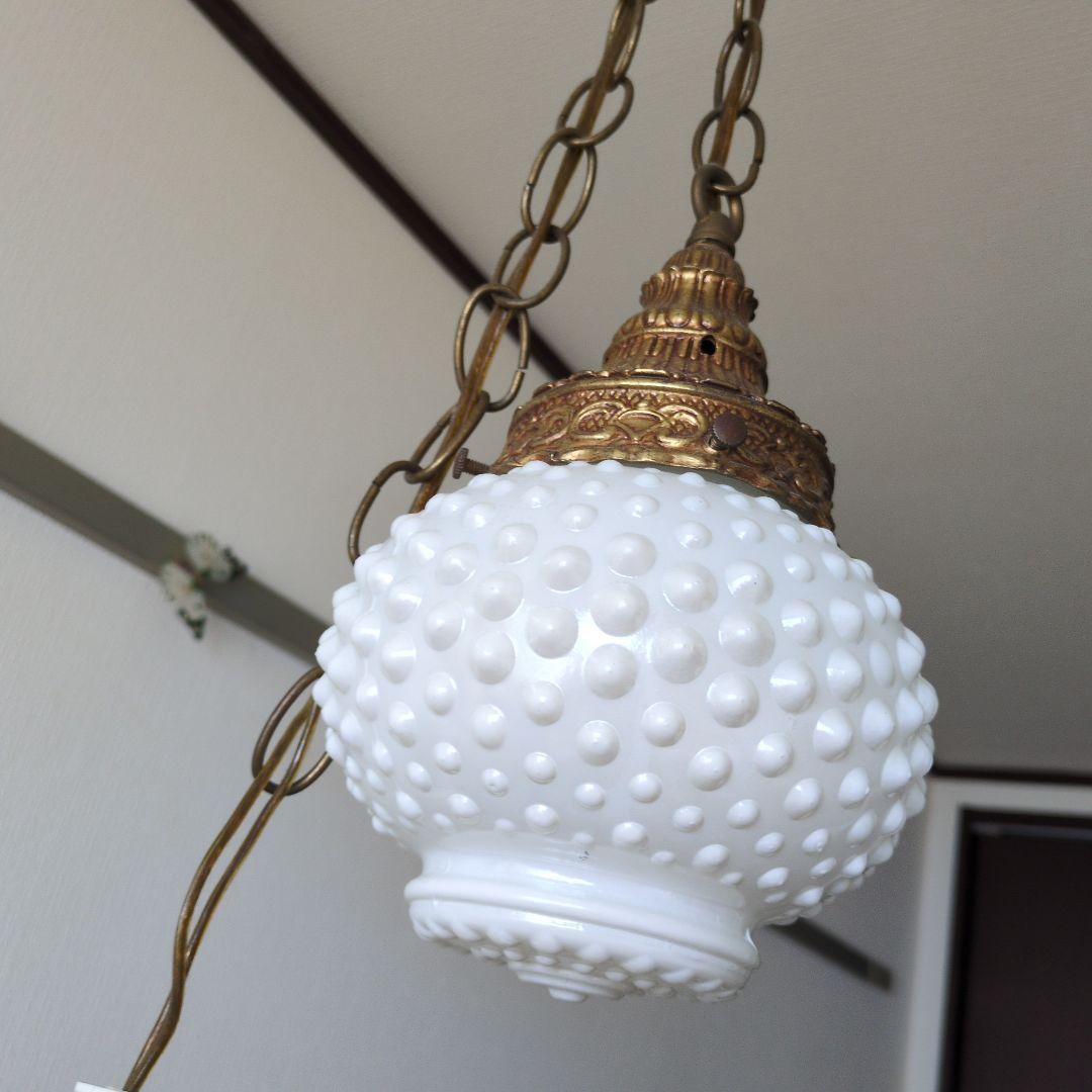 ヴィンテージ アンティーク ペンダントランプ ミルクガラス