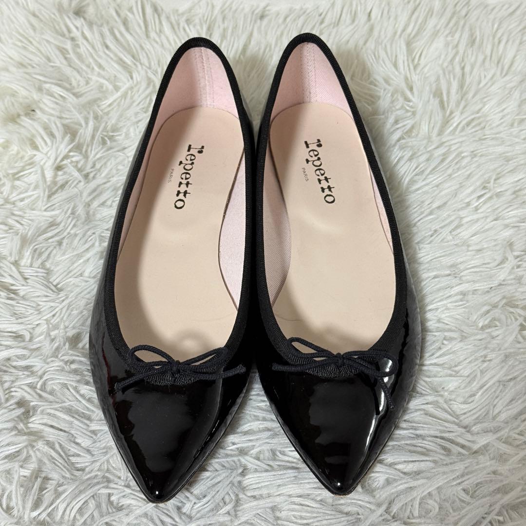 未使用級✨レペット　ブリジット　エナメル　ポインテッドトゥ　39 1/2 黒