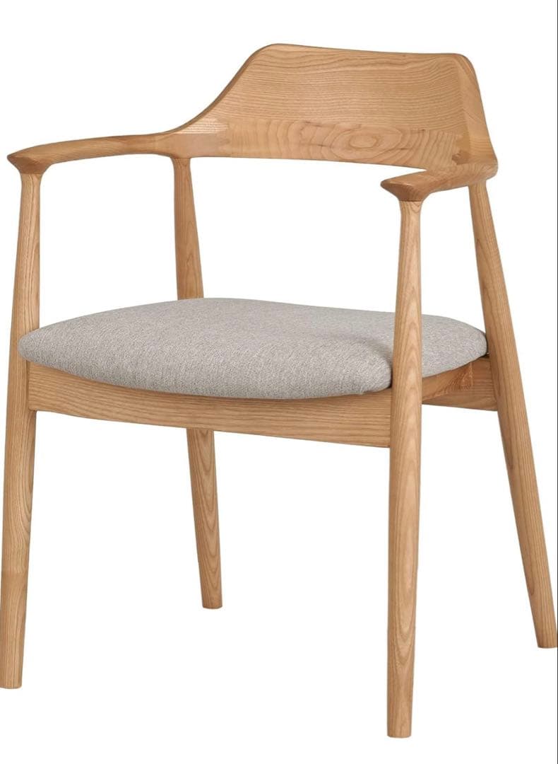 ダイニングチェア 肘付き 木製 無垢材 (ナチュラル／ライトオークル)