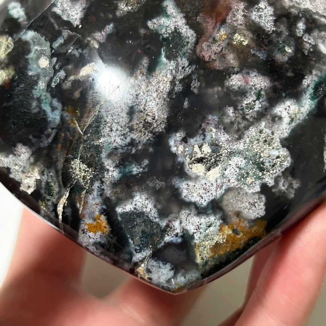 オーシャンジャスパー　BIG　ハート　カラフル　マダガスカル産　396g