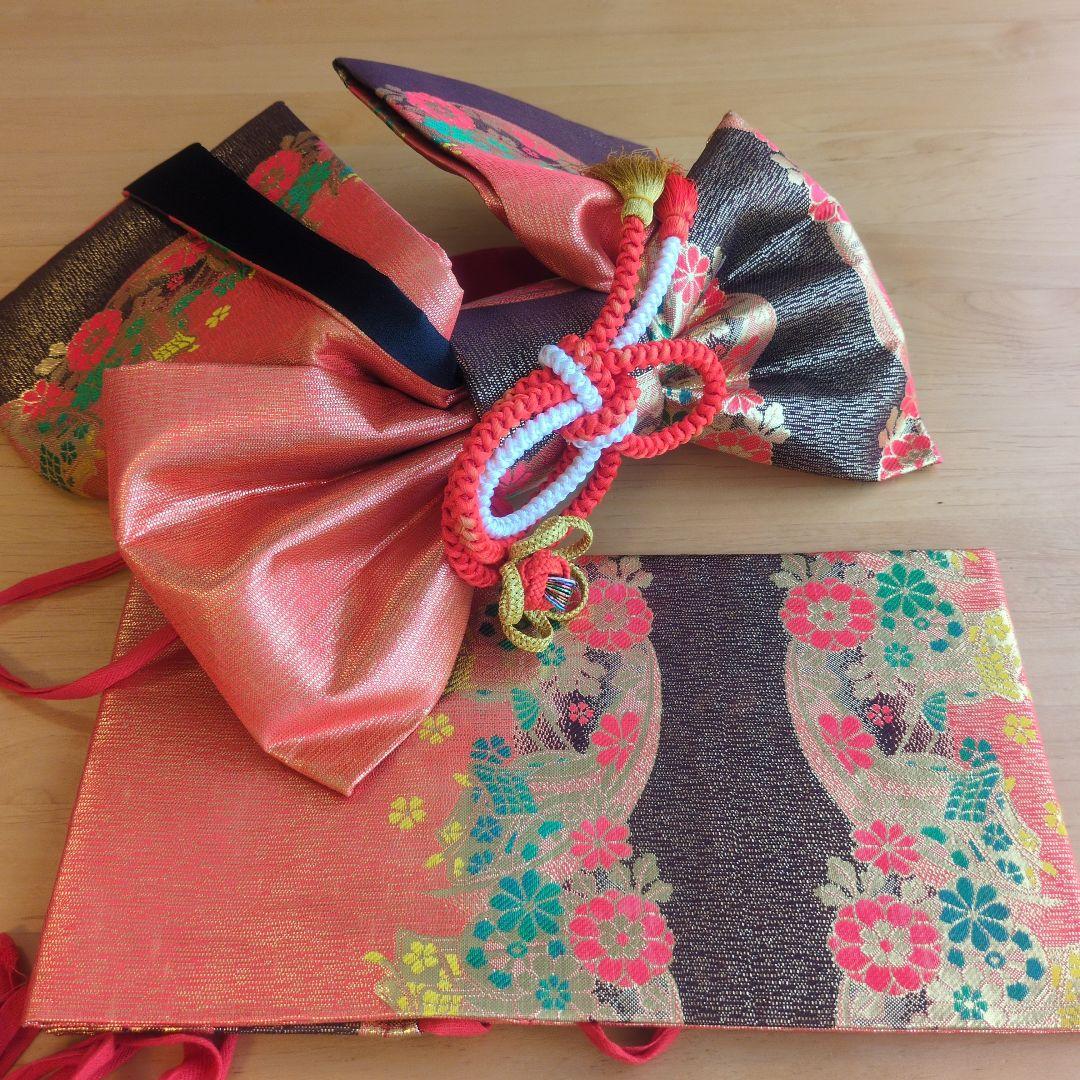 七五三　7歳　正絹　赤　着物　フルセット