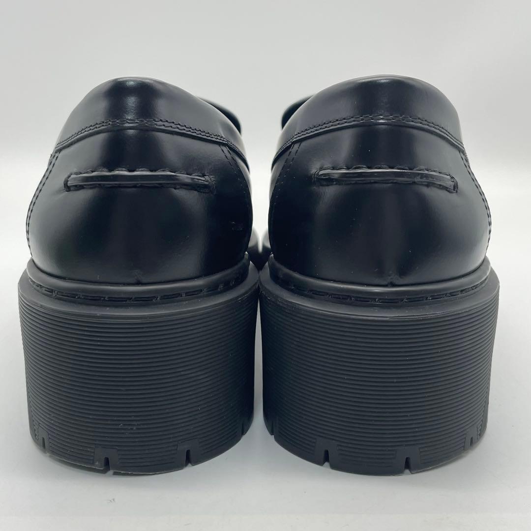 HERMES エルメス　ローファー　モカシン　ブラック　クロ　レザー