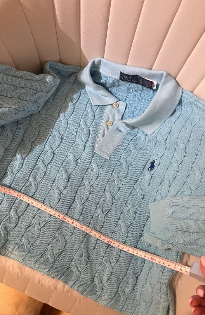 k*3様 【レア】Polo by RL ケーブルコットンロングスリーブポロシャツ