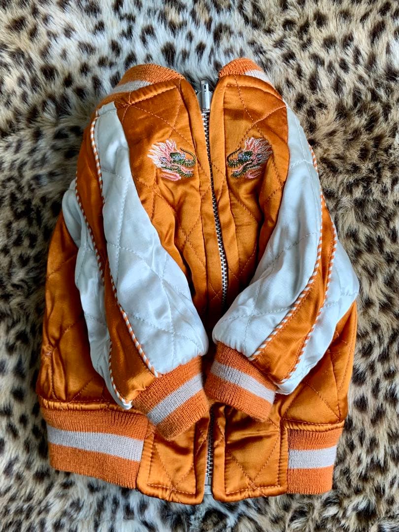 リバーシブルスカジャンblueblueblue犬服ジャンパー防寒ダウン和柄刺繍