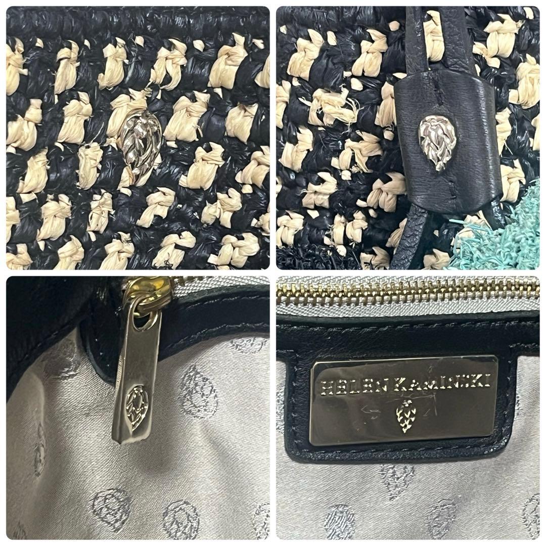 ヘレンカミンスキー　ラフィア　かごバッグ　トートバッグ　チャーム　レザーハンドル