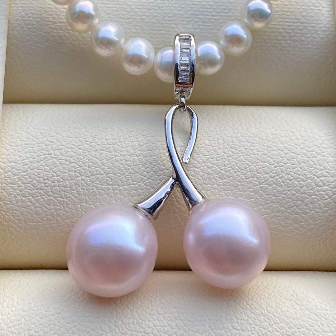 本真珠　淡水無核パールネックレストップ　天然希少カラー紫ピンク　PT721