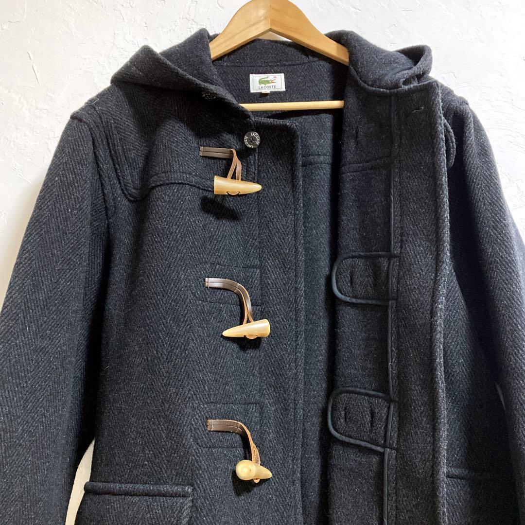 ラコステ　ヘリンボーン　ダッフルコート　フード　グレー　L