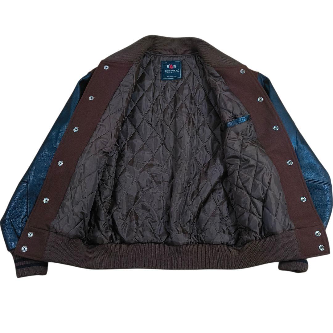 希少✨️VAN JACKET ヴァンヂャケット スタジャン 茶×黒 袖レザー M
