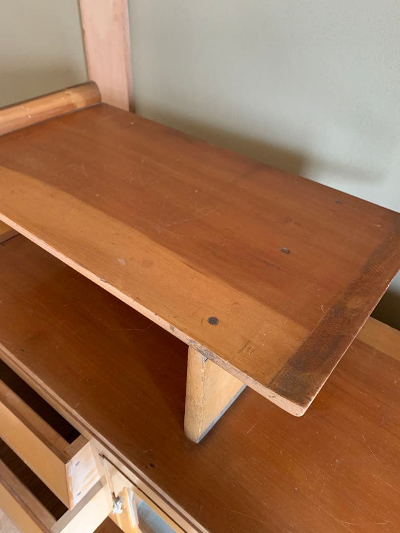 木製収納ラック ガラス扉付き レトロ収納