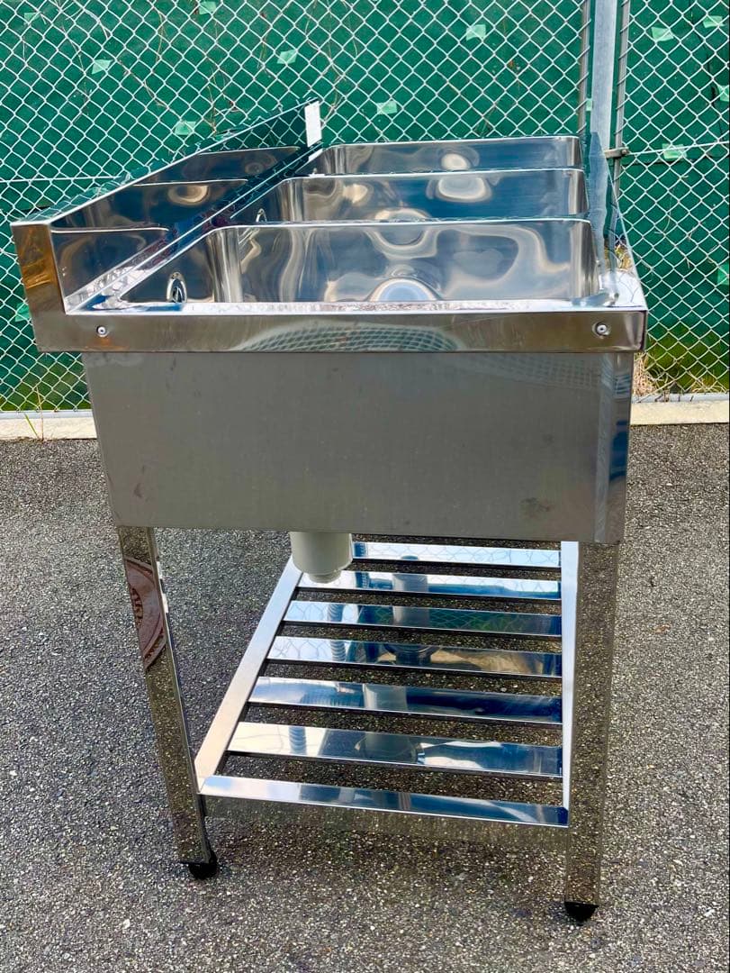 未使用 ステンレス3槽シンク 流し台 1200×600×800
