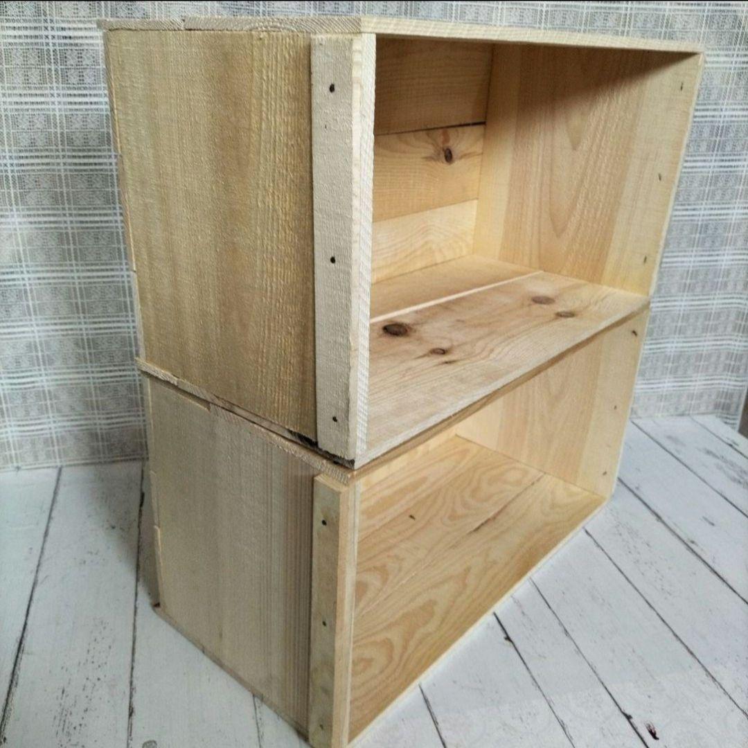 《底上げりんご箱》4箱セット★プランター 収納 木製本棚 キャンプ 木箱★