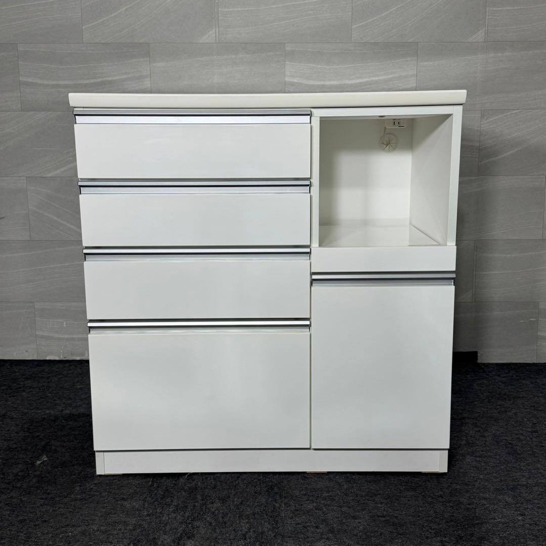 ニトリ キッチンカウンター 幅90cm 食器棚 白 ホワイト d5127