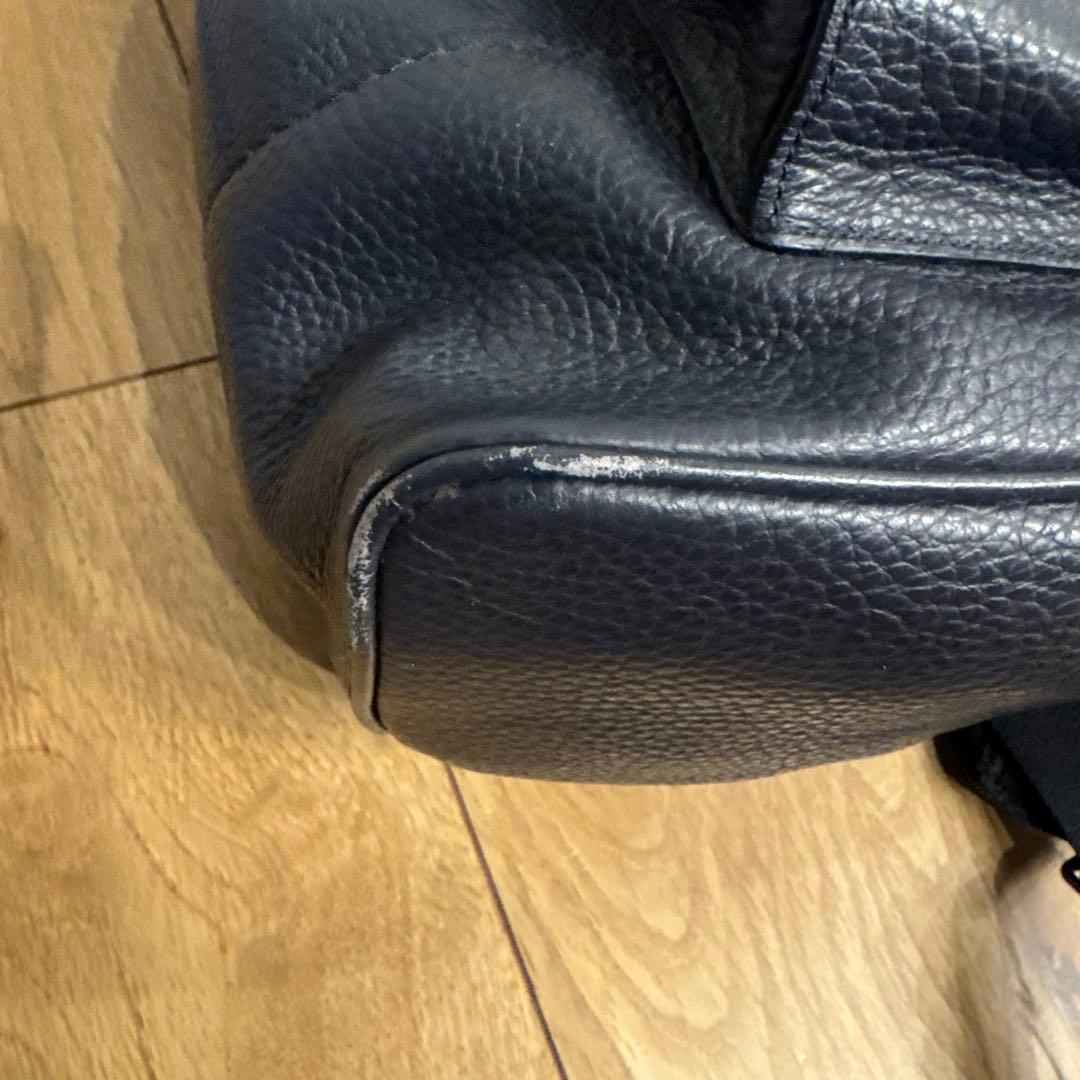 COACH ダークブルー レザー バックパック