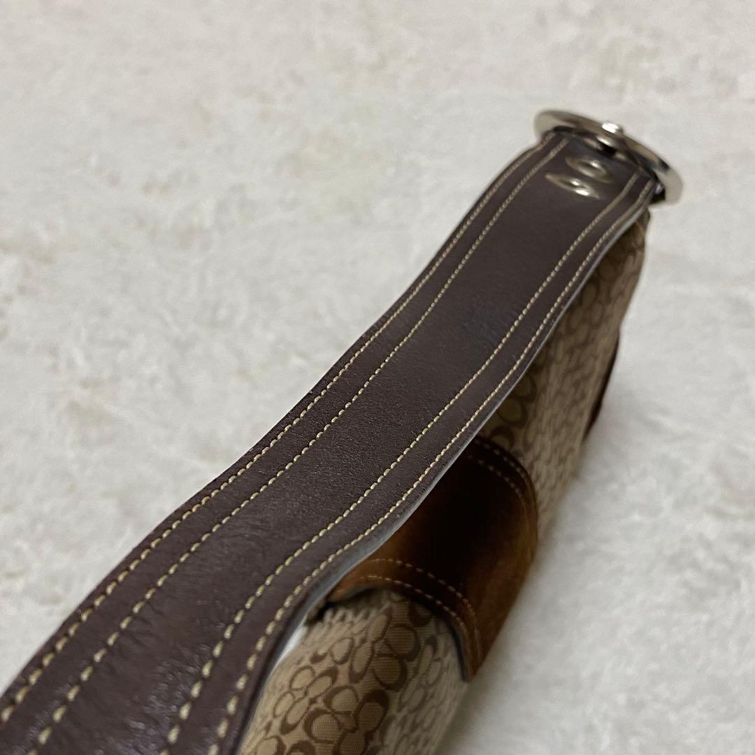 【保存袋付】COACH コーチ シグネチャー スエード ショルダーバッグ 茶色