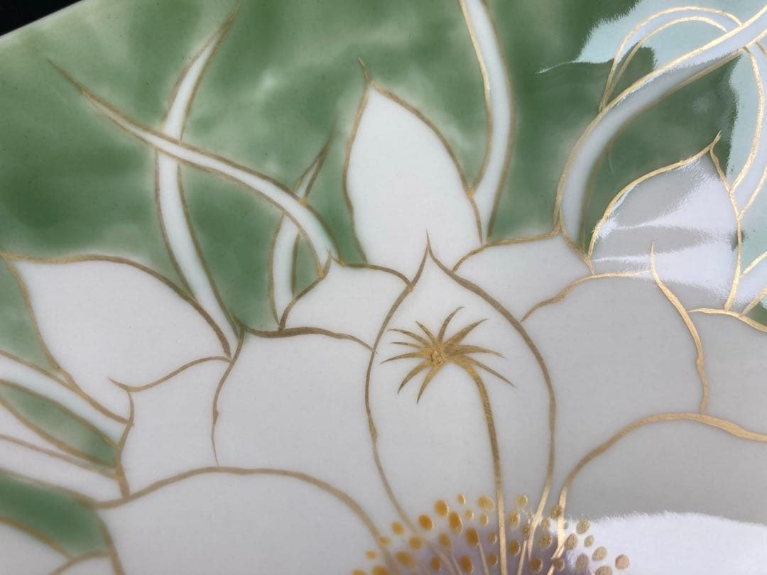 京焼　陶葊　陶あん　月下美人　舟型皿　舟形大皿