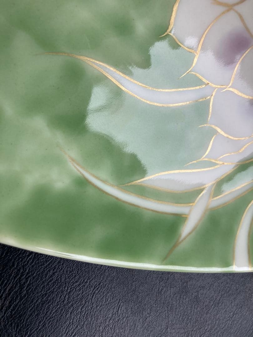 京焼　陶葊　陶あん　月下美人　舟型皿　舟形大皿