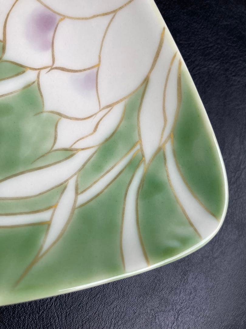 京焼　陶葊　陶あん　月下美人　舟型皿　舟形大皿