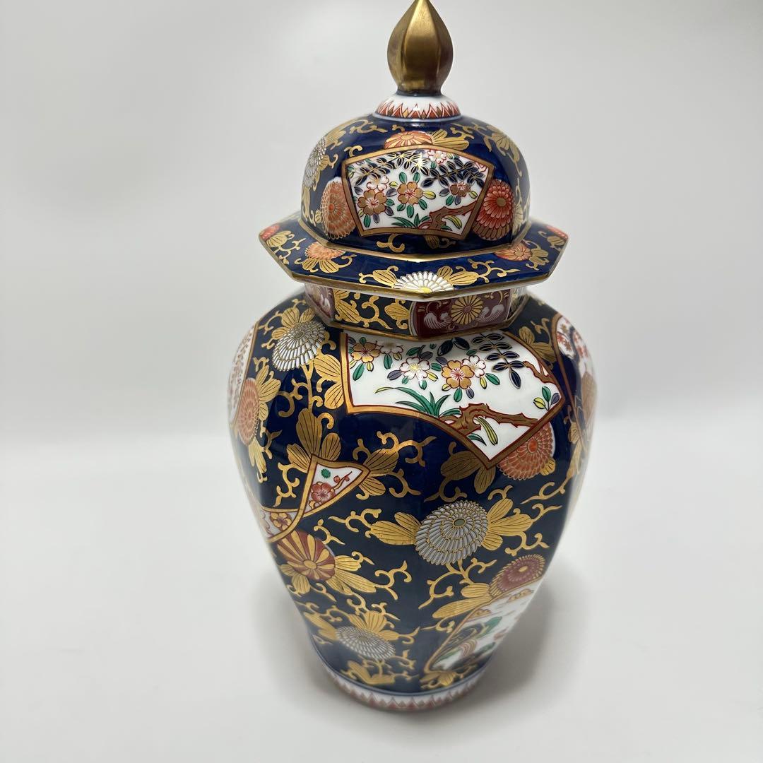 其泉 豪華な沈香壺 琳派古伊万里 美術有田焼 賞美堂其泉窯 染錦金彩琳派図