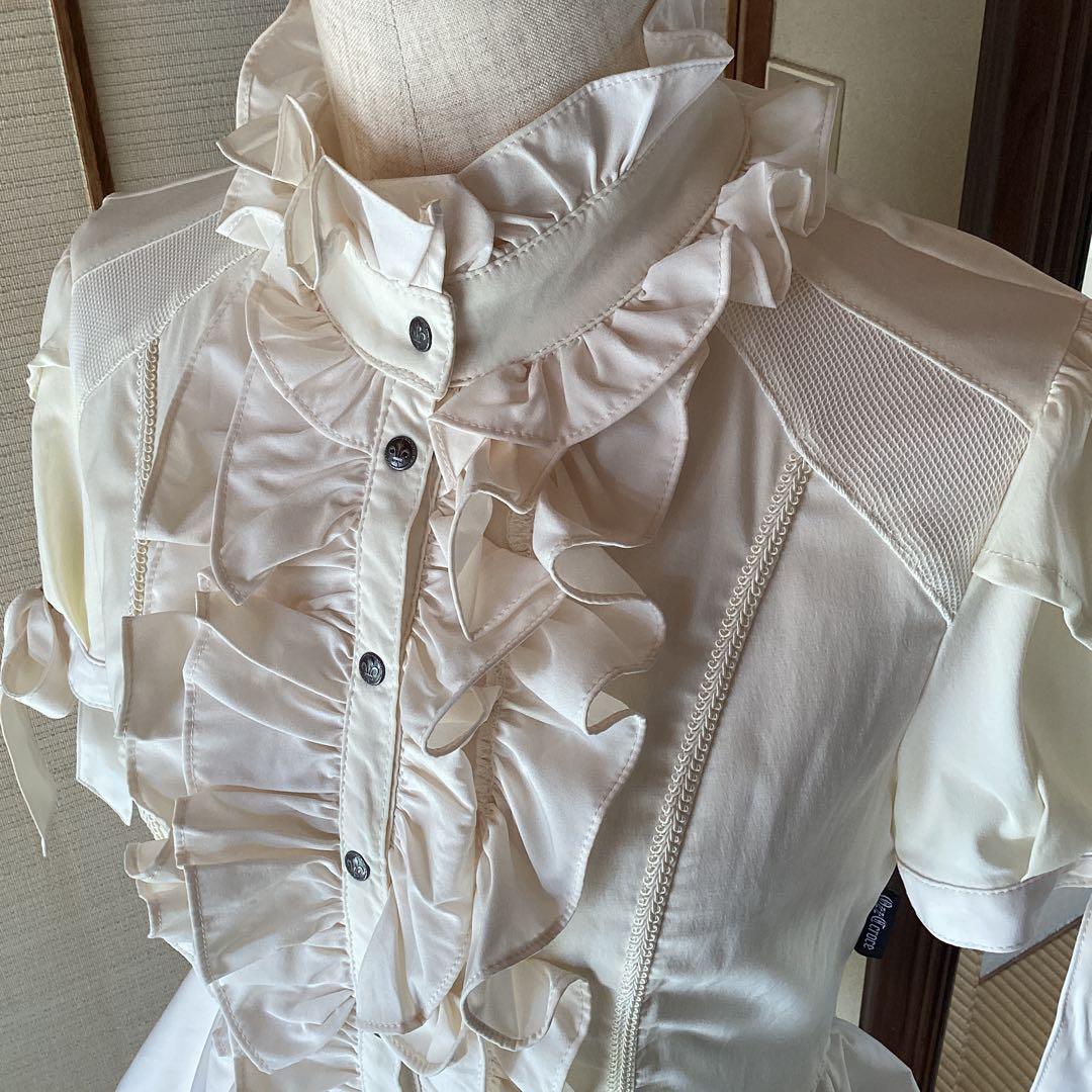 極美品！OZZ Croceアイボリー フリル ロングブラウス［商品番号10］