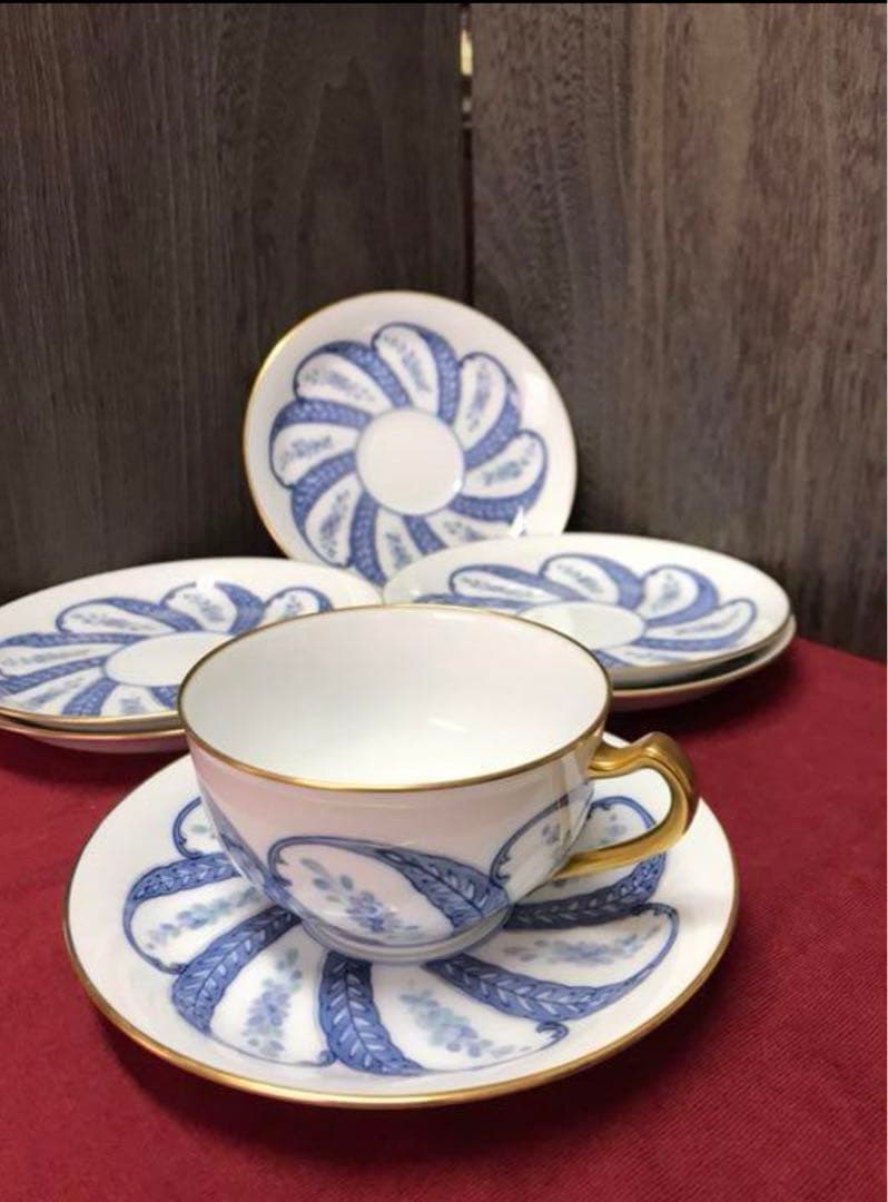 オオクラトウエン 大倉陶園 呉須更紗ティーカップ　極美品　六脚セット