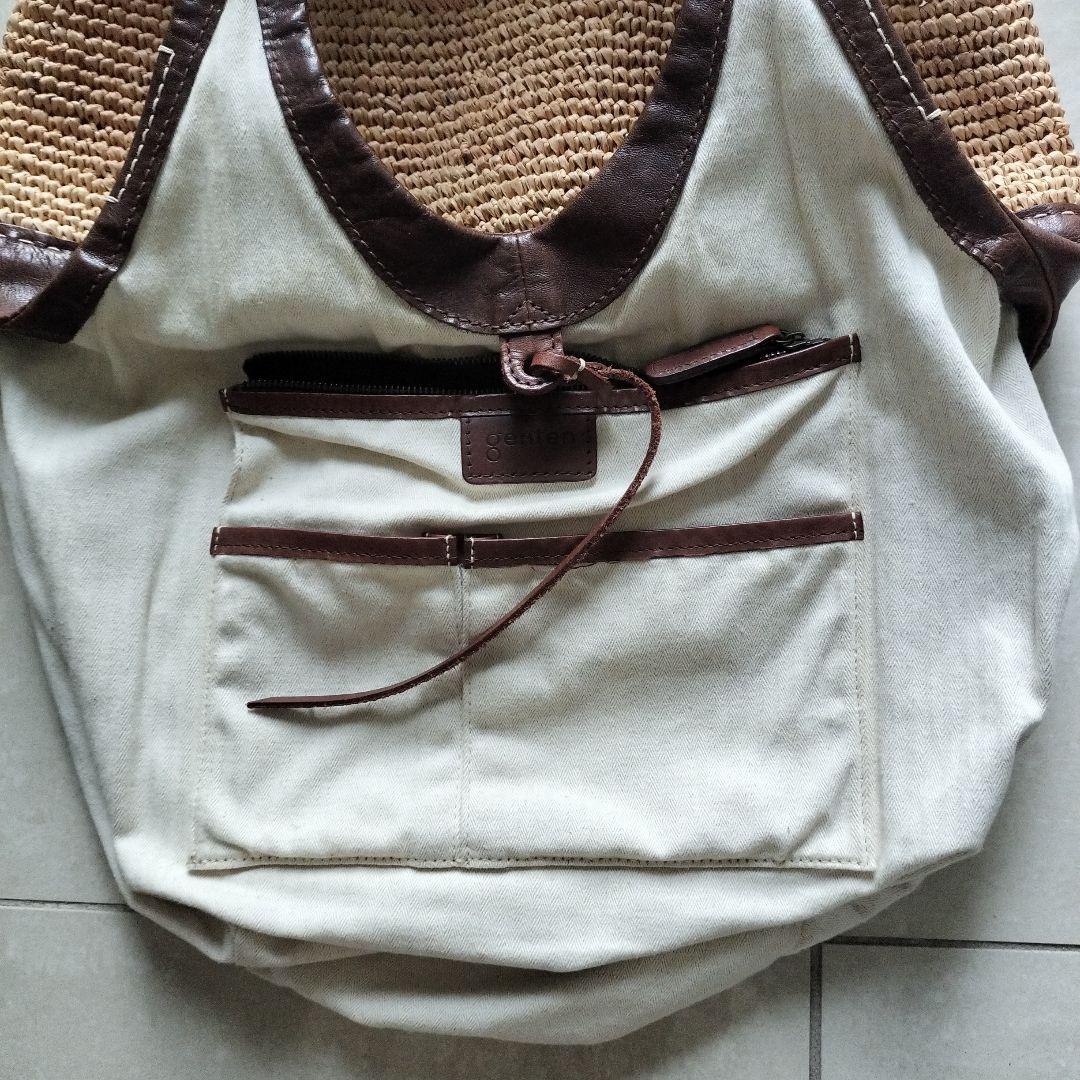 genten トートバッグ カゴバッグ　ブラウン/ベージュ