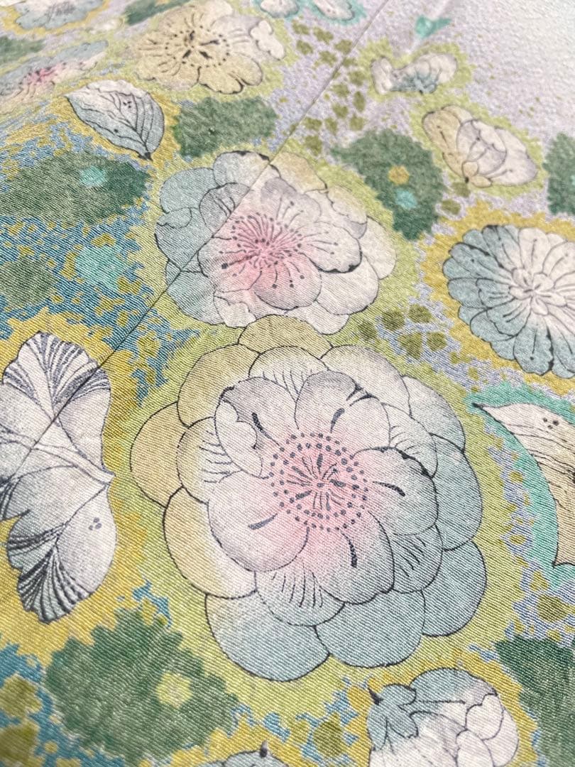 訪問着フルセット　辻ヶ花　絞り　しつけ糸付き　正絹　入学式　卒業式　向かい鳥七宝