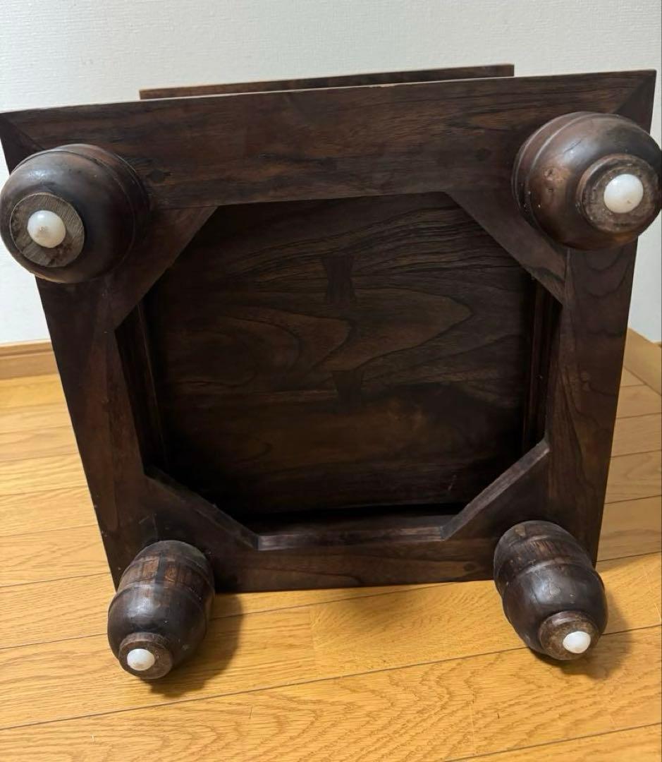 昭和レトロ　ヴィンテージ　木製小物入れ　花柄彫刻