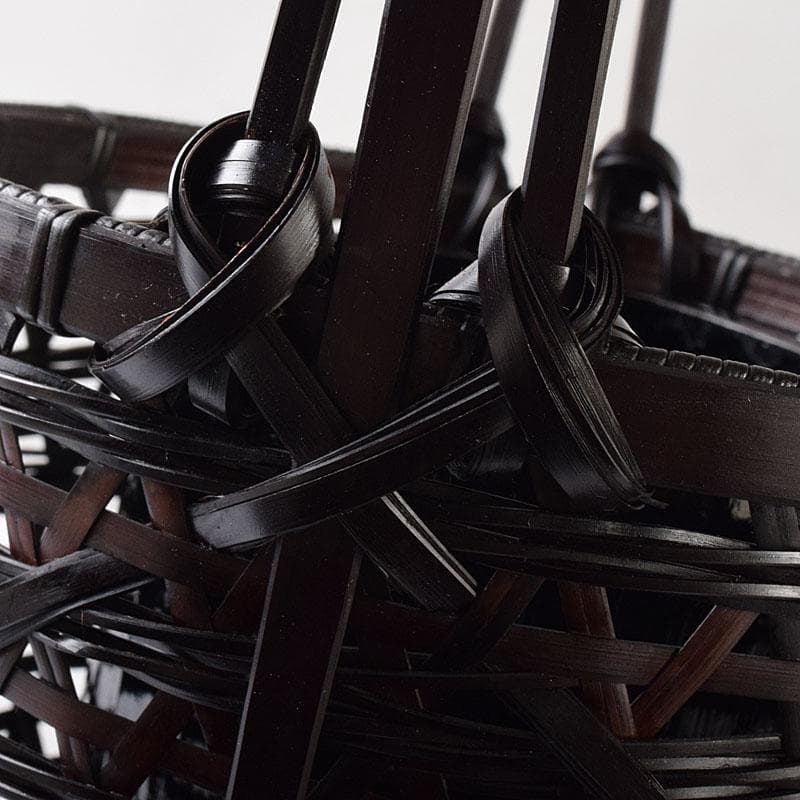 茶道具　伊藤賢一郎作　大和竹縄文花籠　共布共箱　V　R8712H