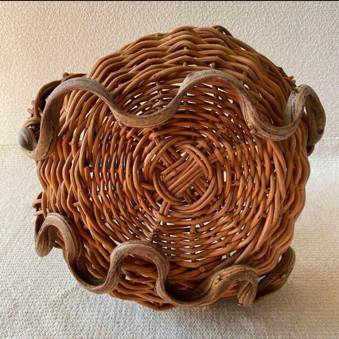 藤蔓 あけび 大籠 古籠 骨董 籠細工 ラタン 大型 フルーツバスケット パン籠