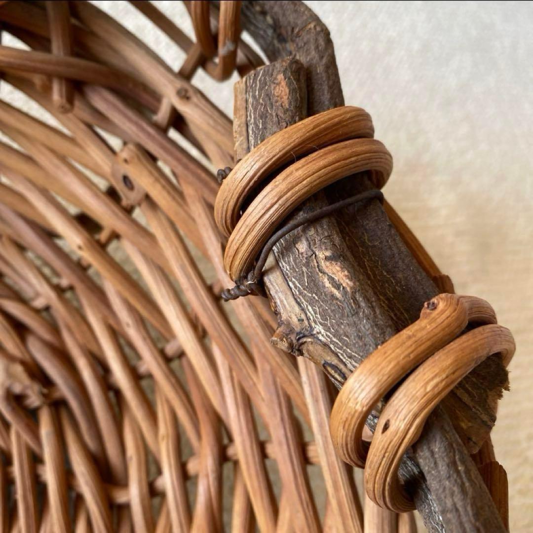 藤蔓 あけび 大籠 古籠 骨董 籠細工 ラタン 大型 フルーツバスケット パン籠