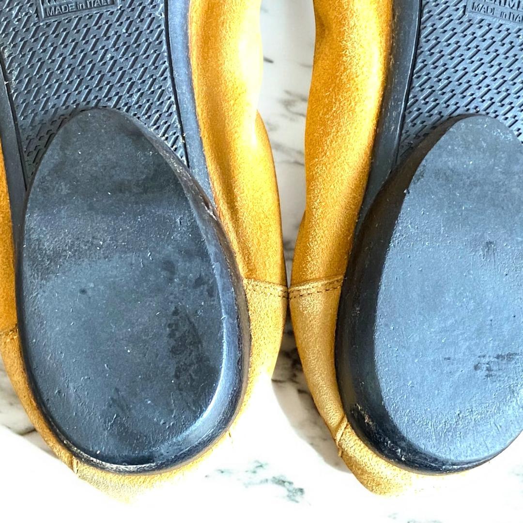 靴 HERMES Suede Ballet Shoes Pumps Camel