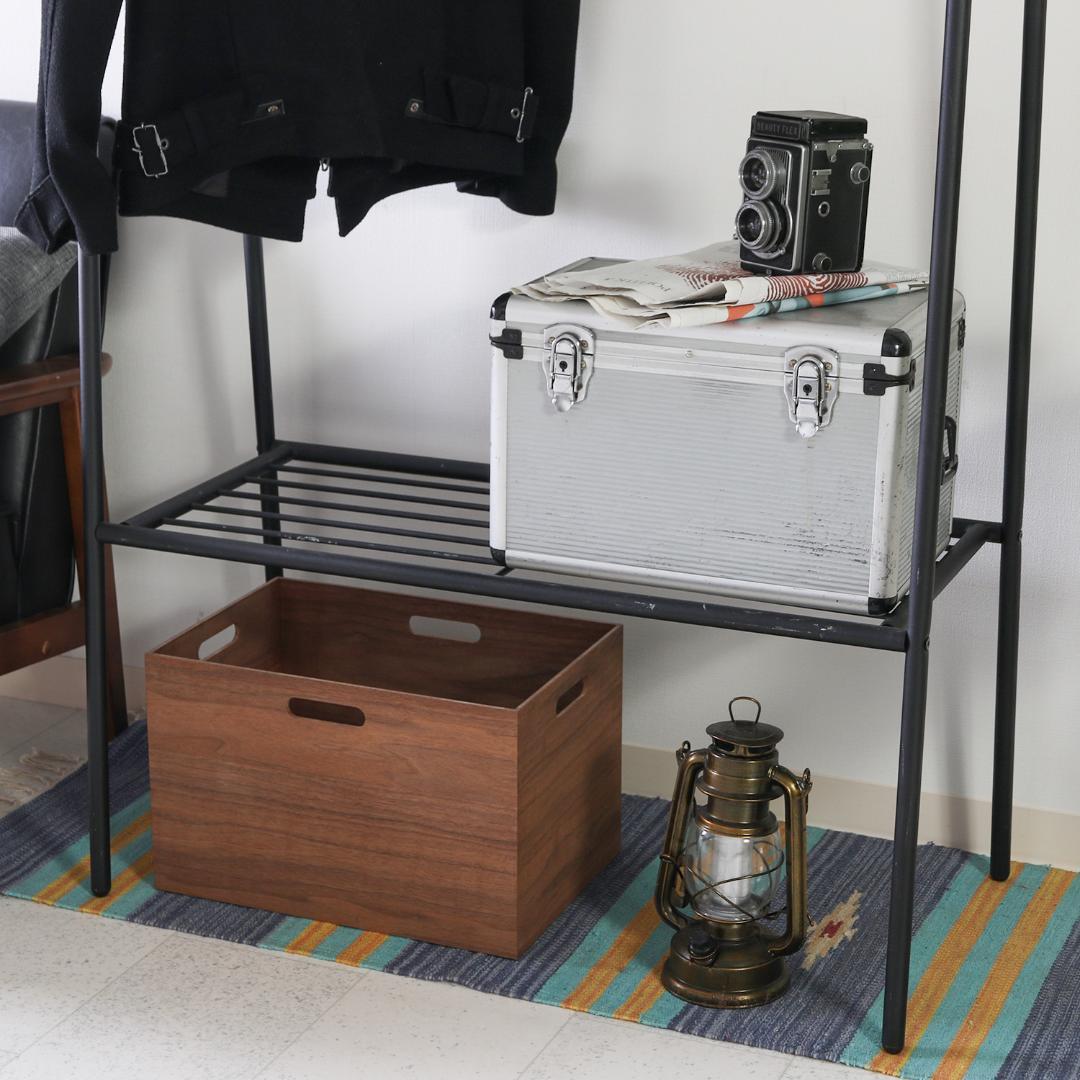 ハンガーラック ブラックアイアン×天然木 スタイリッシュ