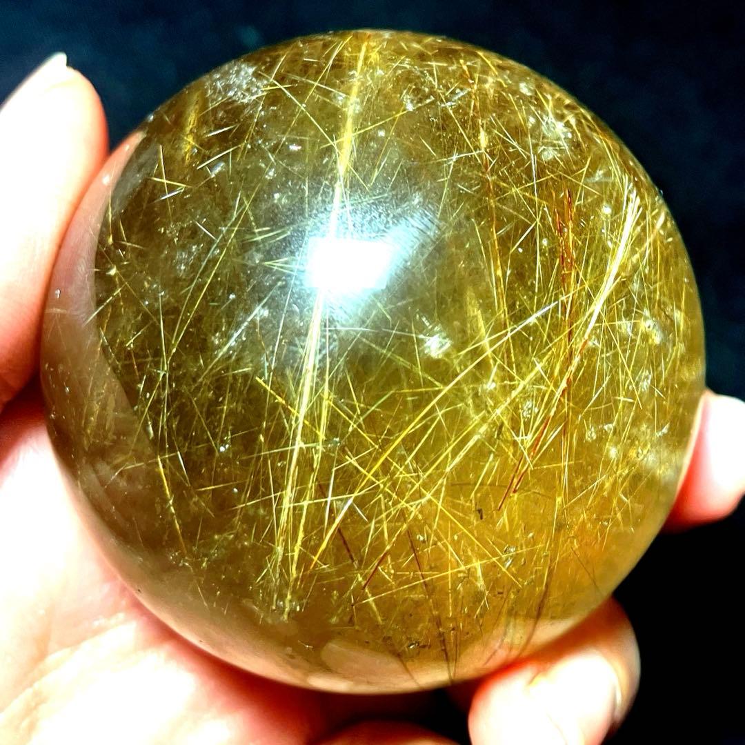 超大玉　60mm ゴールドルチルクォーツ　丸玉　スフィア　金針水晶