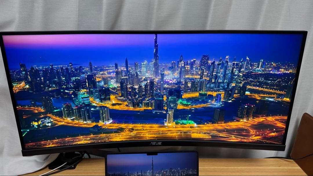 【美品】ASUS ウルトラワイドディスプレイ　35インチ　曲面　湾曲　WQHD