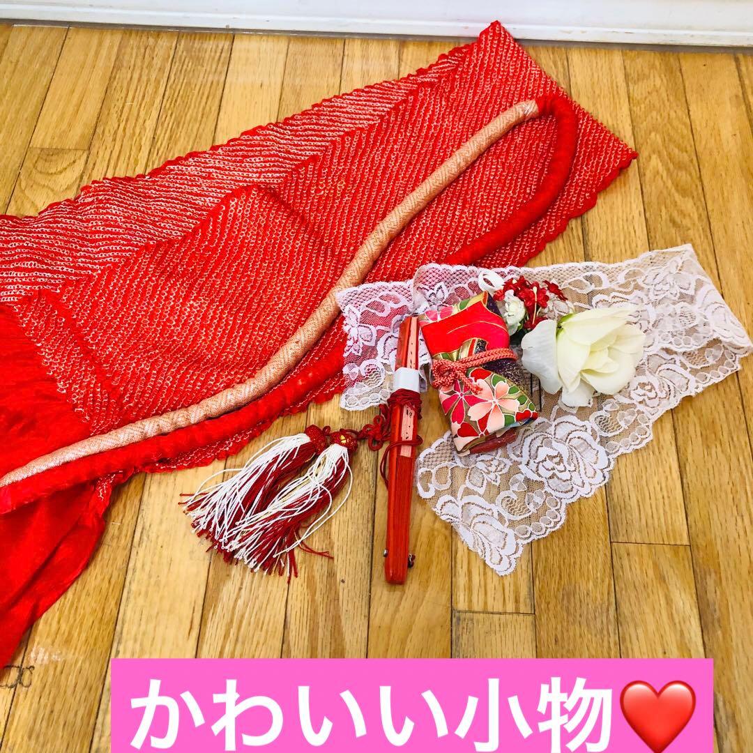 七五三七歳未使用着物‼️薄イエロー系⭐︎桜舞い散る金彩煌びやか際立つ⭐︎安心フルセット